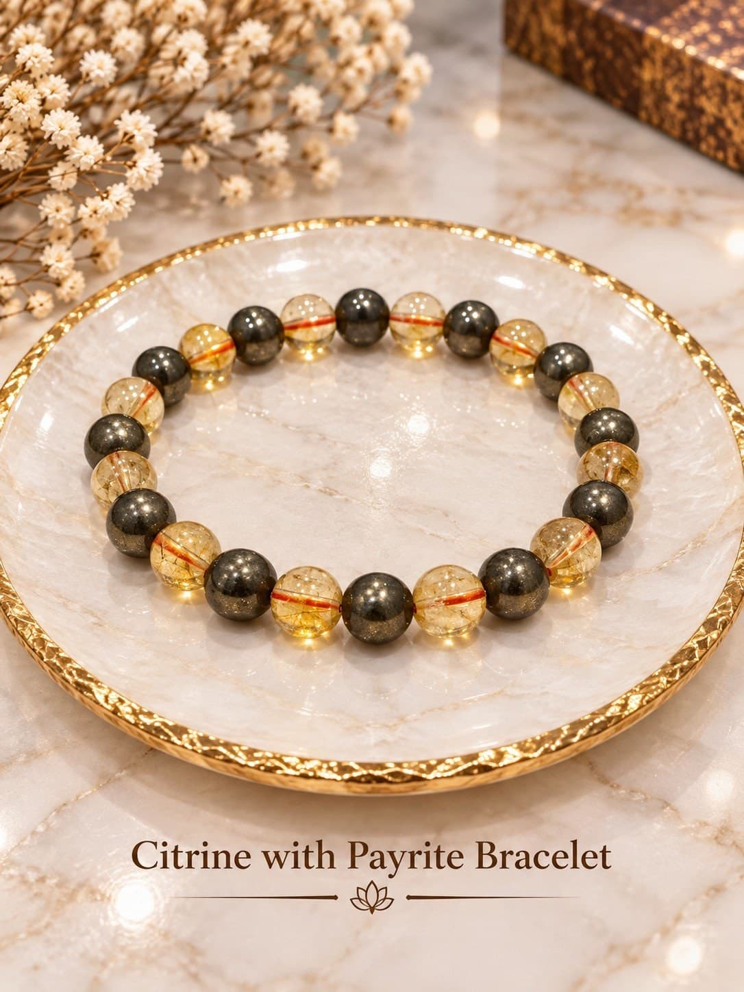 Citrine with Pyrite Bracelet — 8mm - Image 1