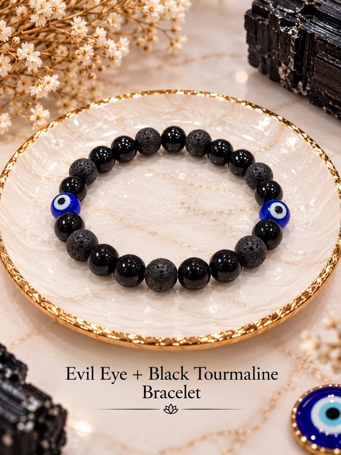 Evil Eye + Black Tourmaline Bracelet - Image 1