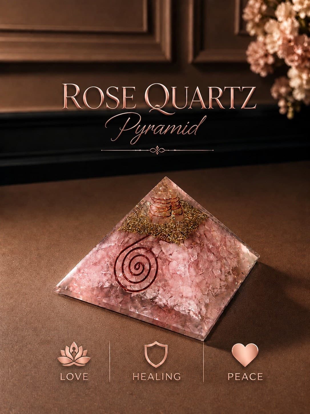 Rose Quartz Orgone Pyramid - Image 1