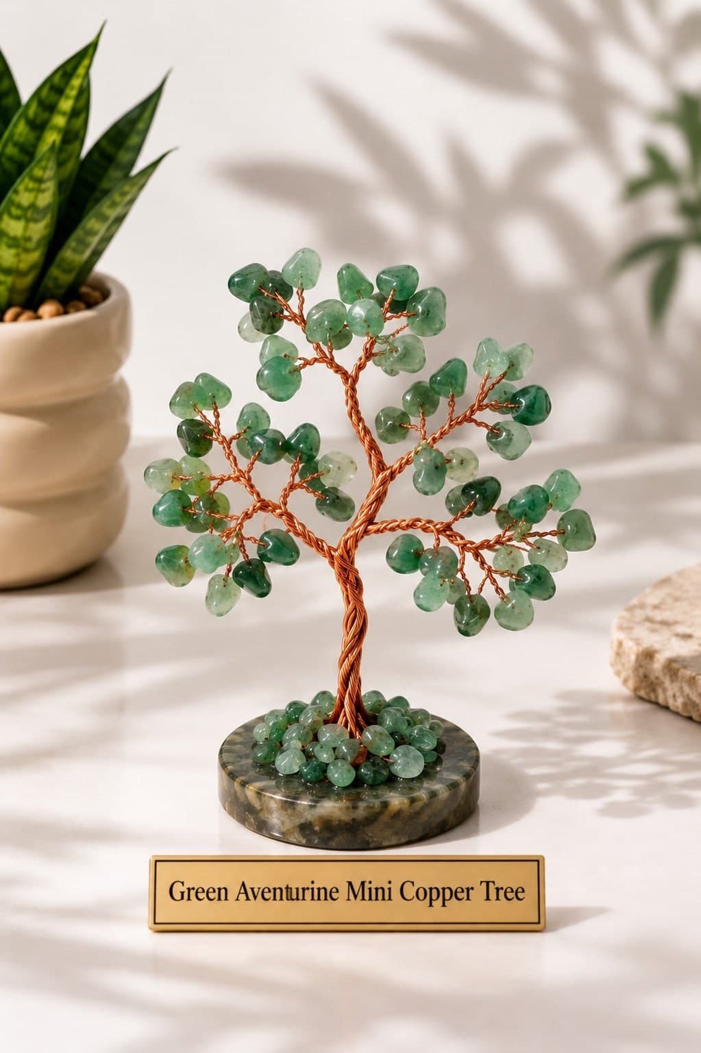 Green Aventurine Mini Copper Tree